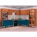 Cozinha Modulada 03 Casamia Toronto 20 Portas 3 Gavetas Sem Pia Paglia Noce Oro/Azul