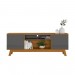 Rack Linea Brasil Colorado para TV até 75" 2 Portas Puxador Couro Nature/Chumbo 810003053/207063