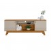 Rack Linea Brasil Colorado para TV até 75" 2 Portas Puxador Couro Nature/Off White 810003053/207039