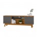 Rack Linea Brasil Colorado para TV até 75" 2 Portas Puxador Couro Nature/Chumbo 810003053/207063