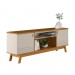 Rack Linea Brasil Colorado para TV até 75" 2 Portas Puxador Couro Nature/Off White 810003053/207039