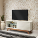 Rack Dalla Costa R514 Retrô 1 Porta de Correr para TV até 55 Polegadas Off White Brilho/Nobre (WN) 100% MDF (DE)