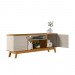 Rack Linea Brasil Colorado para TV até 75" 2 Portas Puxador Couro Nature/Off White 810003053/207039