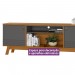 Rack Linea Brasil Colorado para TV até 75" 2 Portas Puxador Couro Nature/Chumbo 810003053/207063